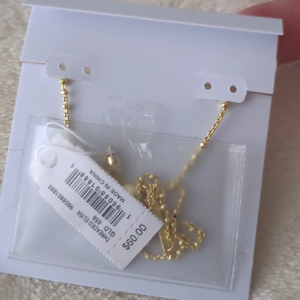 Threaded Elisa Gold Pendant Necklace in Pink Mix NWT New - Picture 4 of 4